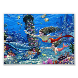 Impression Photo maman et bébé mermaid