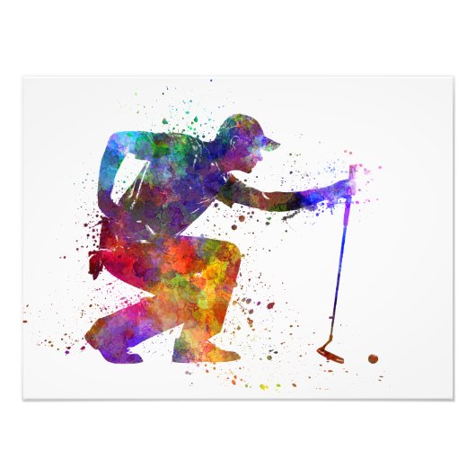 Impression Photo man golfer crouching silhouette (Devant)