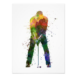 Impression Photo man golfer putting silhouette