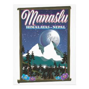 Impression Photo Manaslu Himalayas Nepal affiche de voyage carte