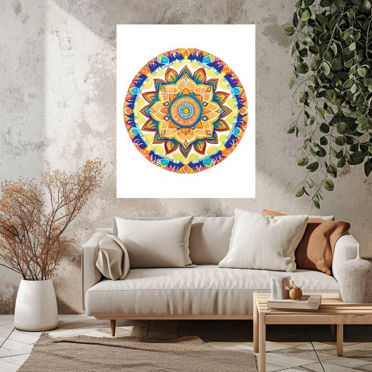 Impression Photo Mandala Flower Magic Blue Aquarelle