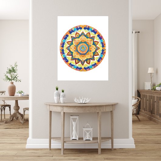 Impression Photo Mandala Flower Magic Blue Aquarelle