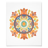 Impression Photo Mandala Flower Magic Orange Aquarelle (Devant)