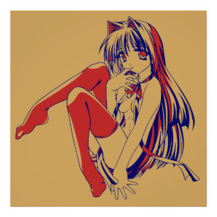 Impression Photo Manga américain Neko Chatte féerique Kawaii Anime