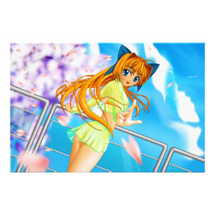 Impression Photo Manga Anime Cute Girl in See through Green Skirt
