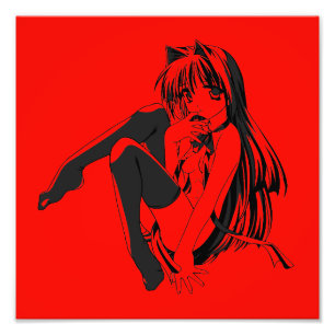 Impression Photo Manga, Chat fille Neko Furry Kawaii Loli