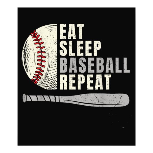 Impression Photo Manger Dormir Baseball Répéter Drôle Joueur de Bas (Devant)