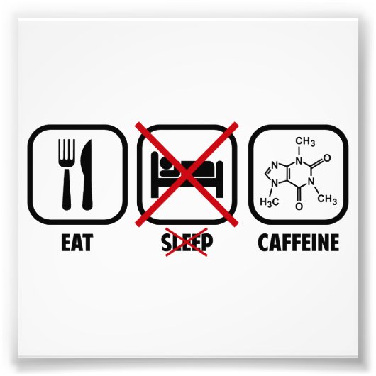 IMPRESSION PHOTO MANGEZ, NE DORMEZ PAS, CAFFEINE (Devant)