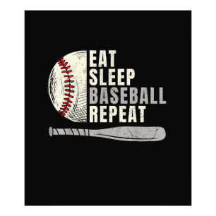 Impression Photo Mangez Sleep Baseball Répéter Funny Baseball Playe
