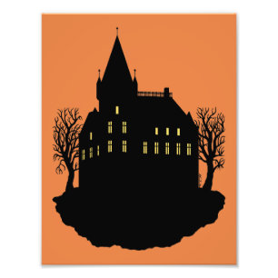 Impression Photo Manoir sinistre en silhouette