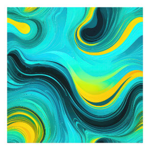 Impression Photo "Marbella" Blue Yellow Swirls Waves