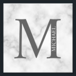 Impression Photo Marbre blanc Monogramme personnalisé et nom<br><div class="desc">Monogramme personnalisé et design de nom caractéristiques monogramme personnalisé et nom dans le style de police serif classique. Parfait comme décors de maison, cadeaux de ménage, cadeaux de vacances pour la famille, les jeunes mariés et plus.</div>