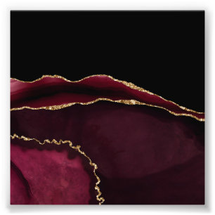 Impression Photo Marbre Glamour Agate Chic Noir Violet Or
