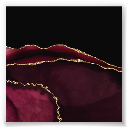 Impression Photo Marbre Glamour Agate Chic Noir Violet Or (Devant)