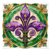 Impression Photo Mardi Gras Vitrail Fleur de lis (Devant)