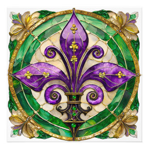 Impression Photo Mardi Gras Vitrail Fleur de lis