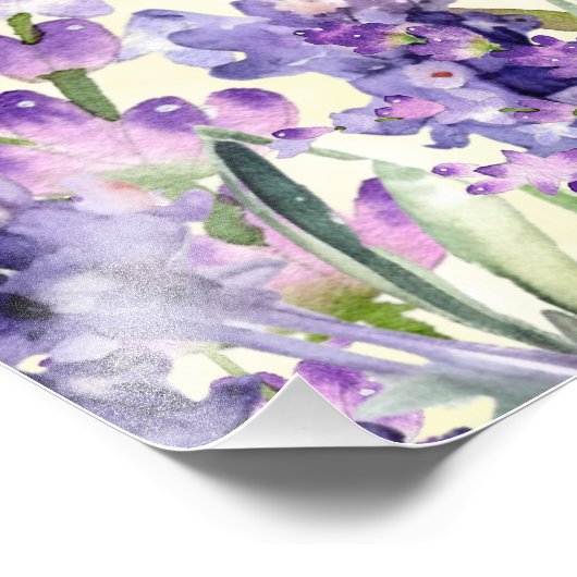 Impression Photo Mariage civil Floral Aquarelle Jaune Violet (Coin)