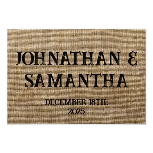 Impression Photo Mariage personnalisé rustique burlap motif nature (Devant)