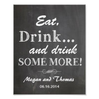 Mariage signe Chalkboard style drôle Manger et boi
