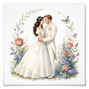 Impression Photo Mariée Romantique, Mari Floral Élégant Couple de M