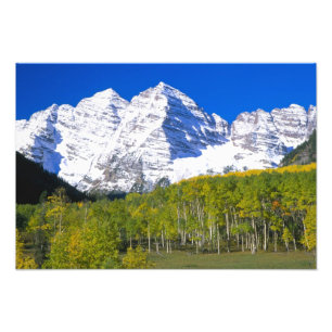 Impression Photo Maroon Bells avec forêt de trembles en automne.