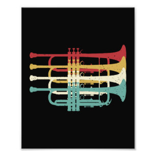 Impression Photo Marquage Bande Trumpet Player Retro Design