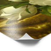 Impression Photo Martin Johnson Heade - Magnolias sur Gold Velvet (Coin)