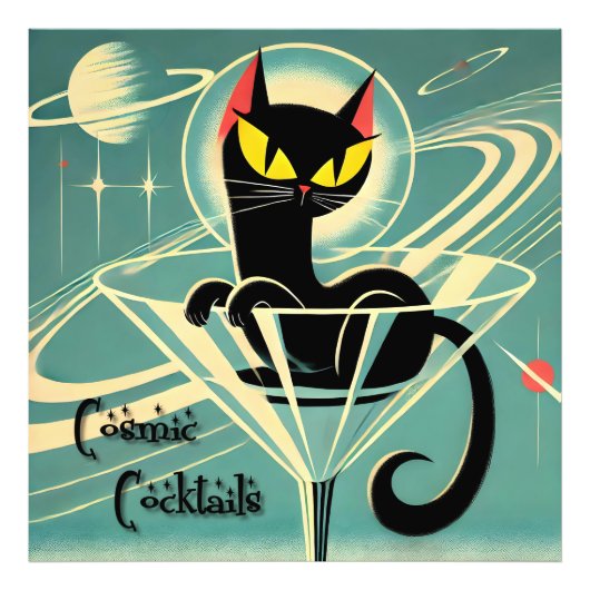 Impression Photo Martini Black Cat Futuriste Atomique Espace (Devant)