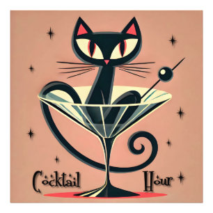 Impression Photo Martini Black Cat Futuriste Atomique Espace