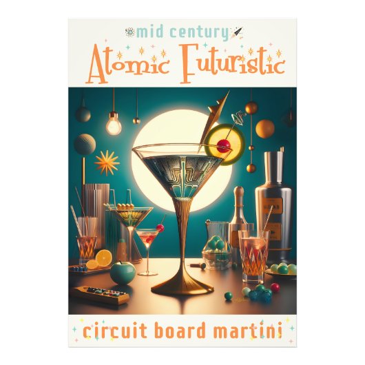 Impression Photo Martini futuriste à circuit imprimé atomique (Devant)