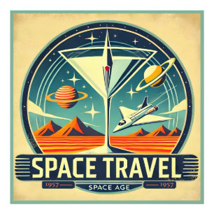 Impression Photo Martini Space Travel 1957 Logo Nouveaux Mondes
