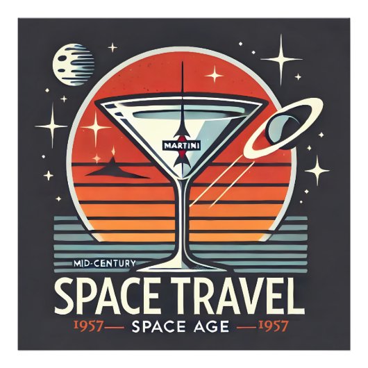 Impression Photo Martini Space Travel 1957 Space Age Logo (Devant)