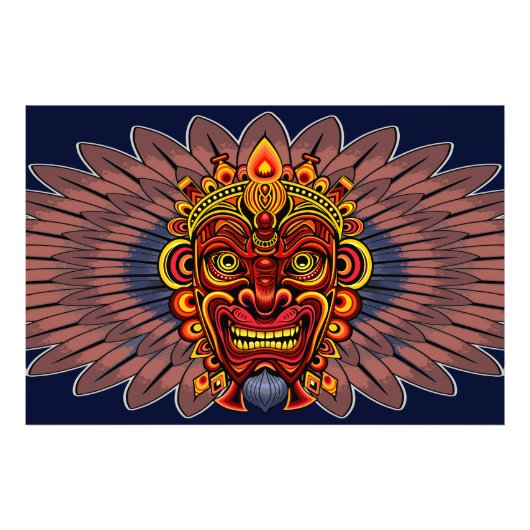 Impression Photo Masque rituel du roi guerrier tribal (Devant)