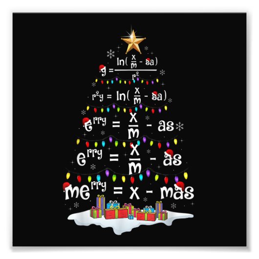 Impression Photo Math Teacher Christmas Tree Funny Christmas Math F (Devant)