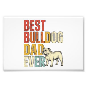 Impression Photo Meilleur Papa Bouledogue Ever Vintage Gravure T-Sh