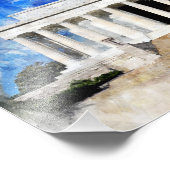 Impression Photo Mémorial Lincoln façade en aquarelle (Coin)