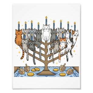 Impression Photo Menorah drôle de Hanukkah pour chats de Meowzel