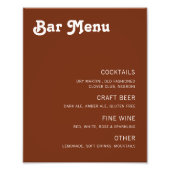 Impression Photo Menu de bar moderne rétro chic (Devant)