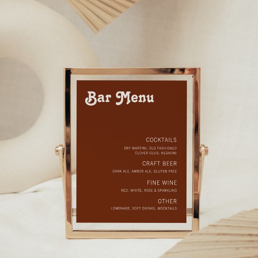 Impression Photo Menu de bar moderne rétro chic