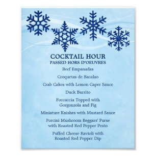 Impression Photo Menu de table de cocktail 8 x 10 Flocons de neige