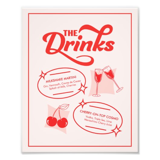 Impression Photo Menu du bar de mariage Retro Diner (Devant)
