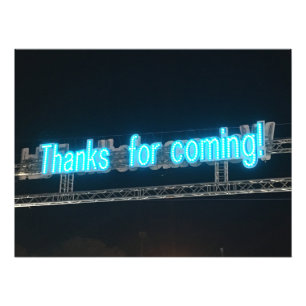 Impression Photo "Merci d'être venu!" Néon Bleu Lumineux Carnaval
