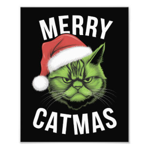 Impression Photo Merry Catmas Funny Amoureux de les chats Noël