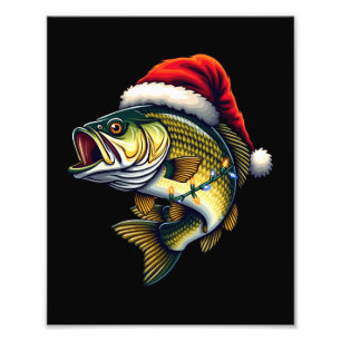Impression Photo Merry Fishmas Père Noël Pêcheurs amoureux Drôle Pê