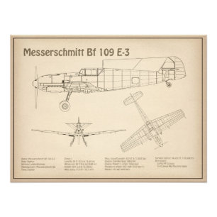 Impression Photo Messerschmitt Bf 109 - Plan directeur de l'avion S