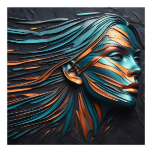Impression Photo Metallic Abstrait L'art du visage de la femme.