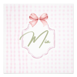 Impression Photo Mia Baby Girl Nursery Bow & En vichy personnalisée