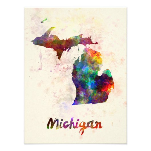 Impression Photo Michigan US state in watercolor (Devant)