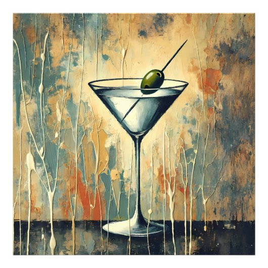 Impression Photo Mid Century Mixed Media Martini Art (Devant)