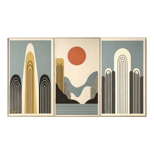 Impression Photo Mid Century Modern Art Mountain Lake Sunrise (Devant)